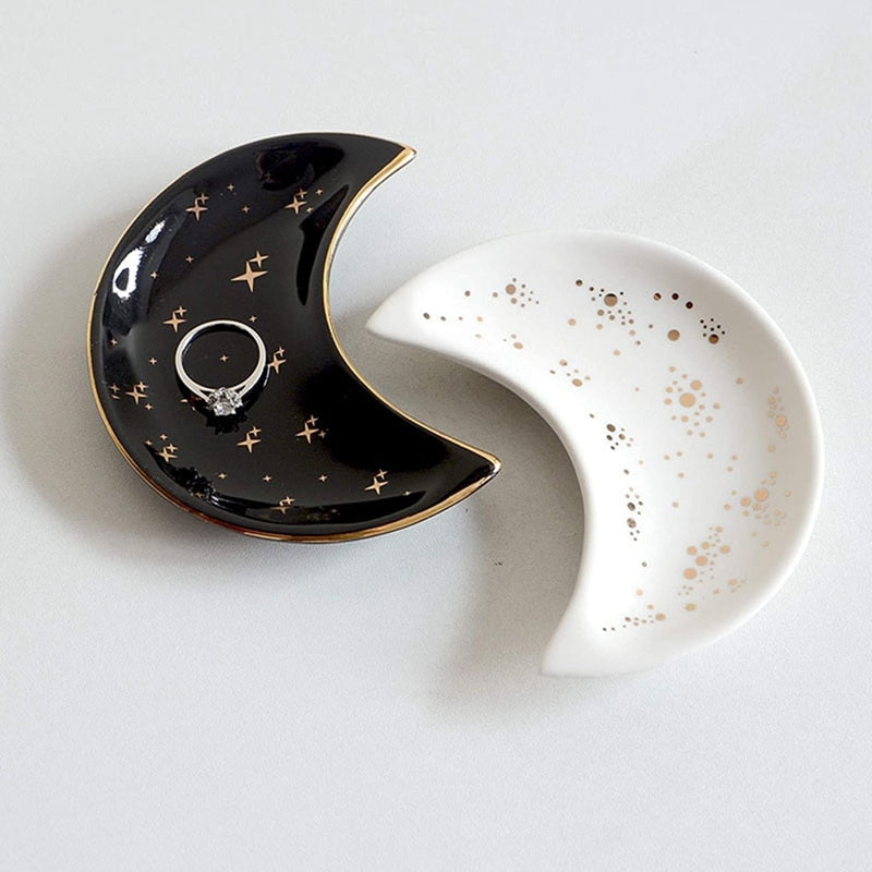 Ceramic Moon Shape Small Jewelry Dish