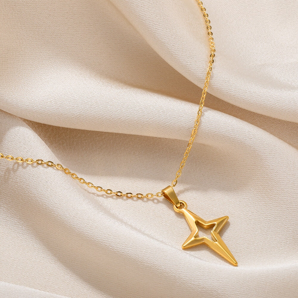 Stainless Steel Pendant Necklace For Women 18K Gold Color Chain Jewelry Fashion Cute Sun Round Necklaces Gift New Free Shipping