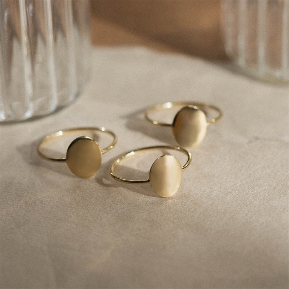 Oval Ring Dainty Gold Plated