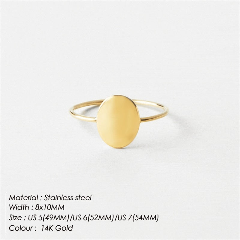 Oval Ring Dainty Gold Plated