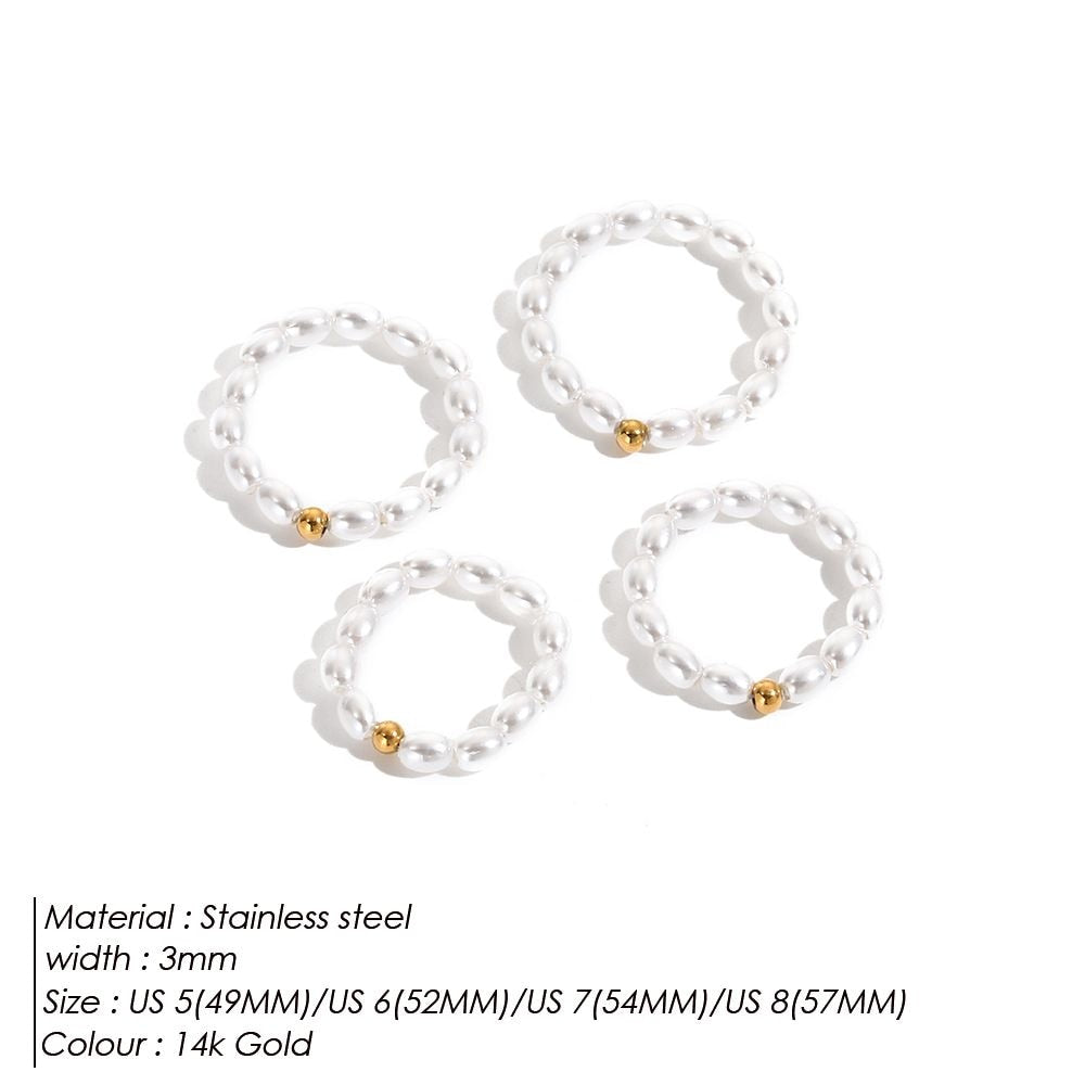 Imitation Pearl Finger Ring White Round