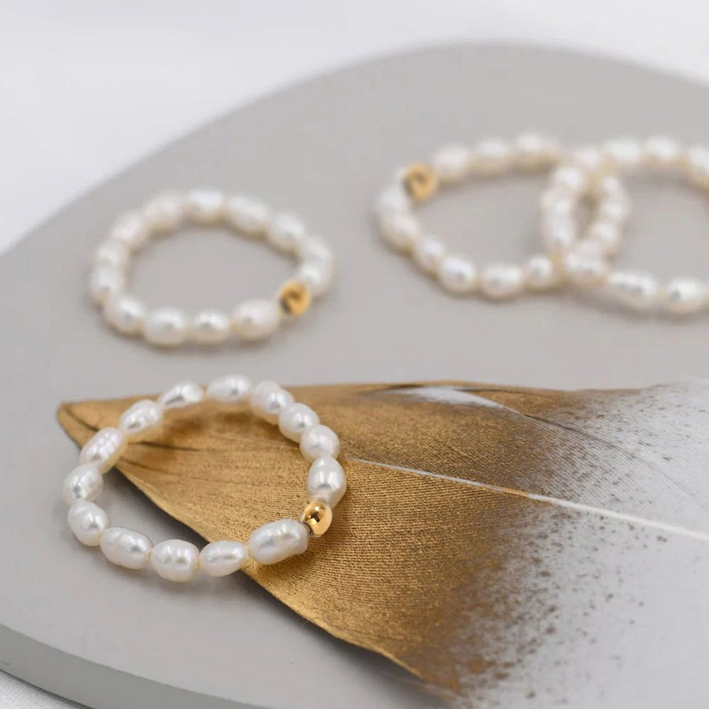 Imitation Pearl Finger Ring White Round