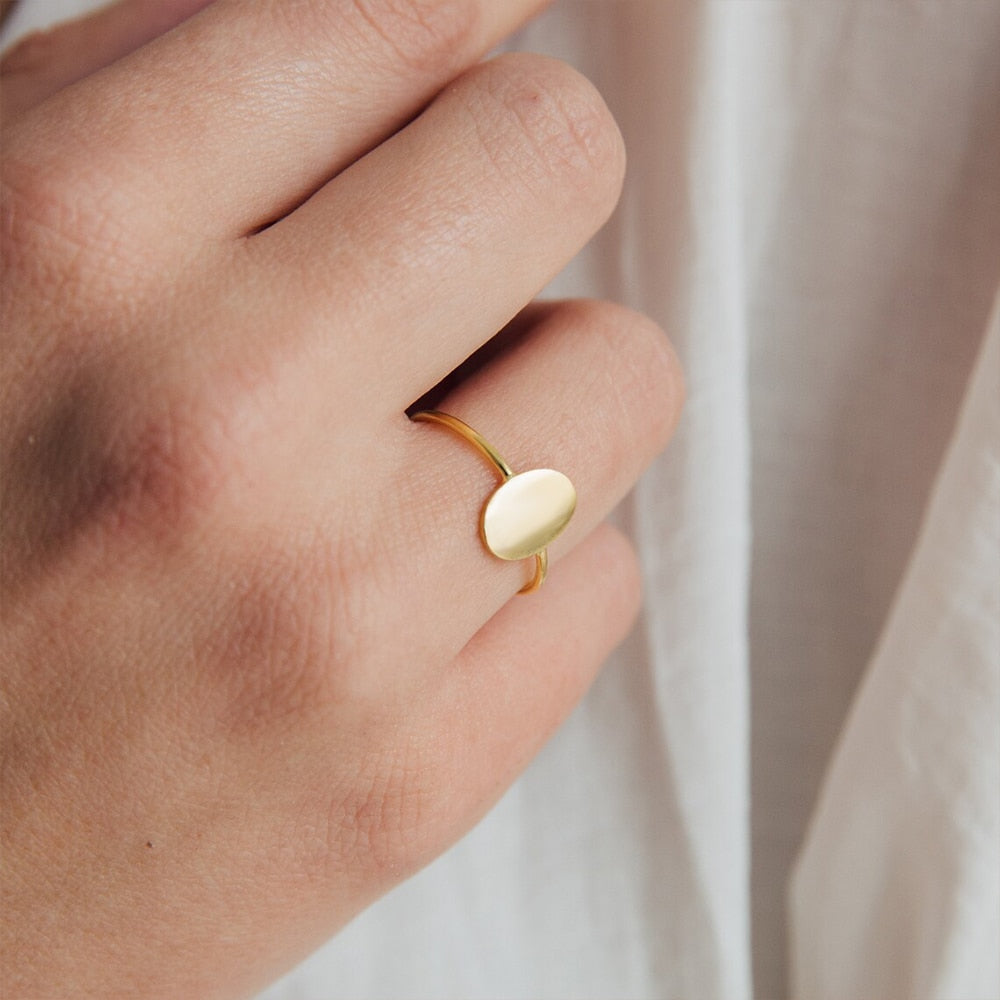 Oval Ring Dainty Gold Plated