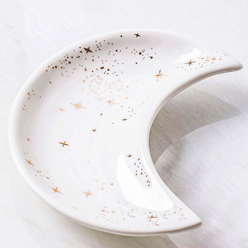 Ceramic Moon Shape Small Jewelry Dish