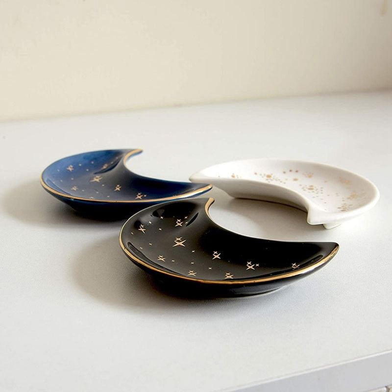 Ceramic Moon Shape Small Jewelry Dish