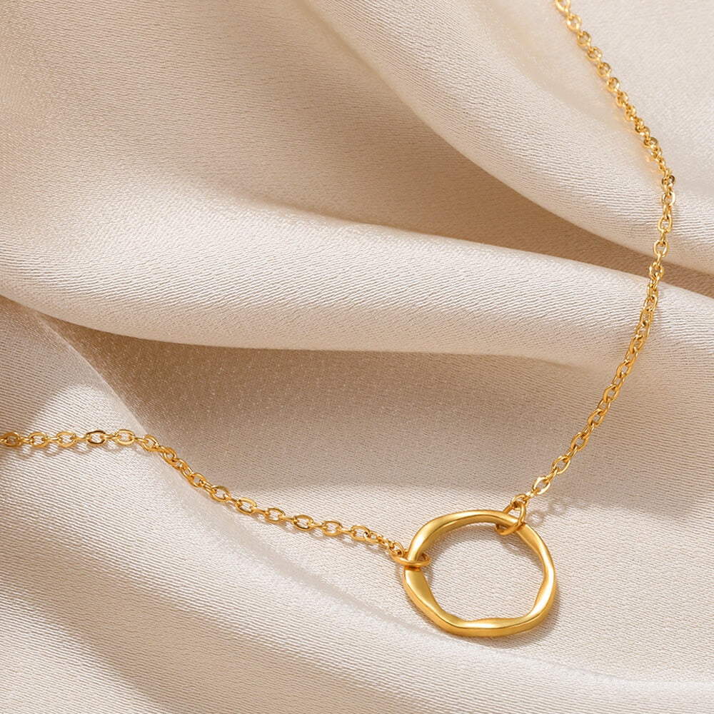 Stainless Steel Pendant Necklace For Women 18K Gold Color Chain Jewelry Fashion Cute Sun Round Necklaces Gift New Free Shipping