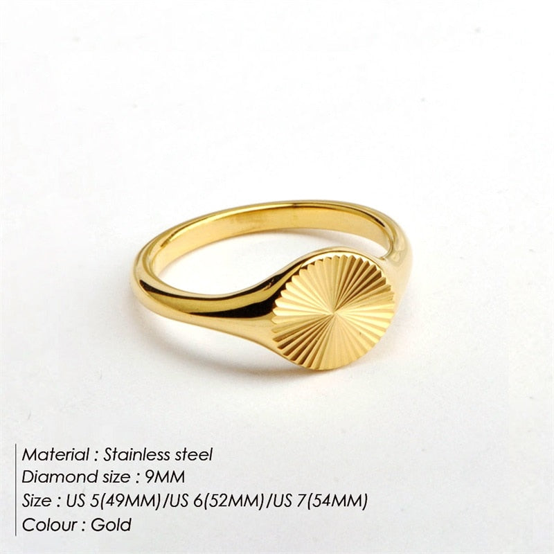 Wave Ring Texture Circle Ring Stainless Steel