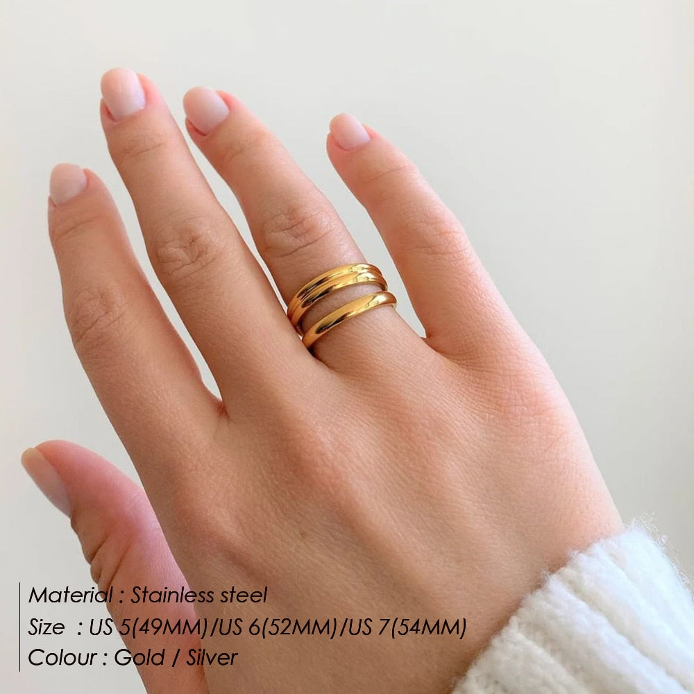 Fashion Gold and Silver Color Line Ring