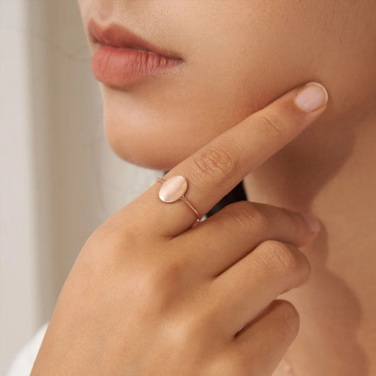 Oval Ring Dainty Gold Plated