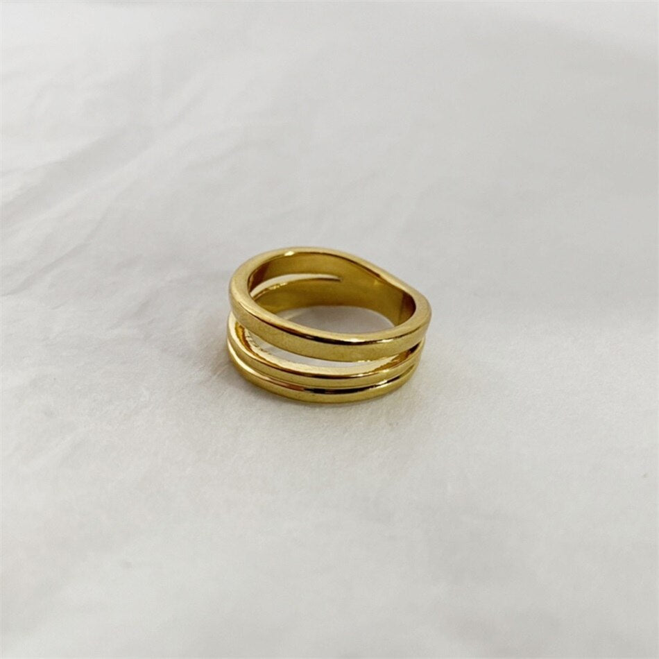 Fashion Gold and Silver Color Line Ring