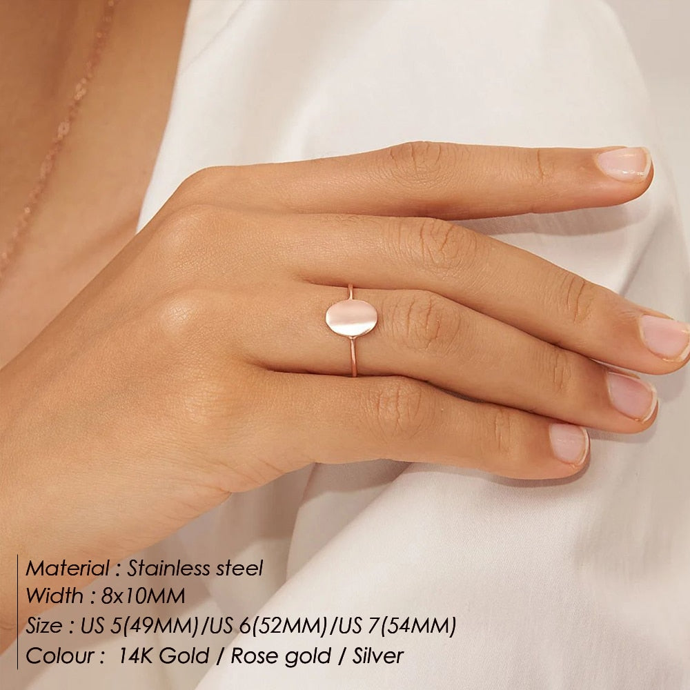 Oval Ring Dainty Gold Plated