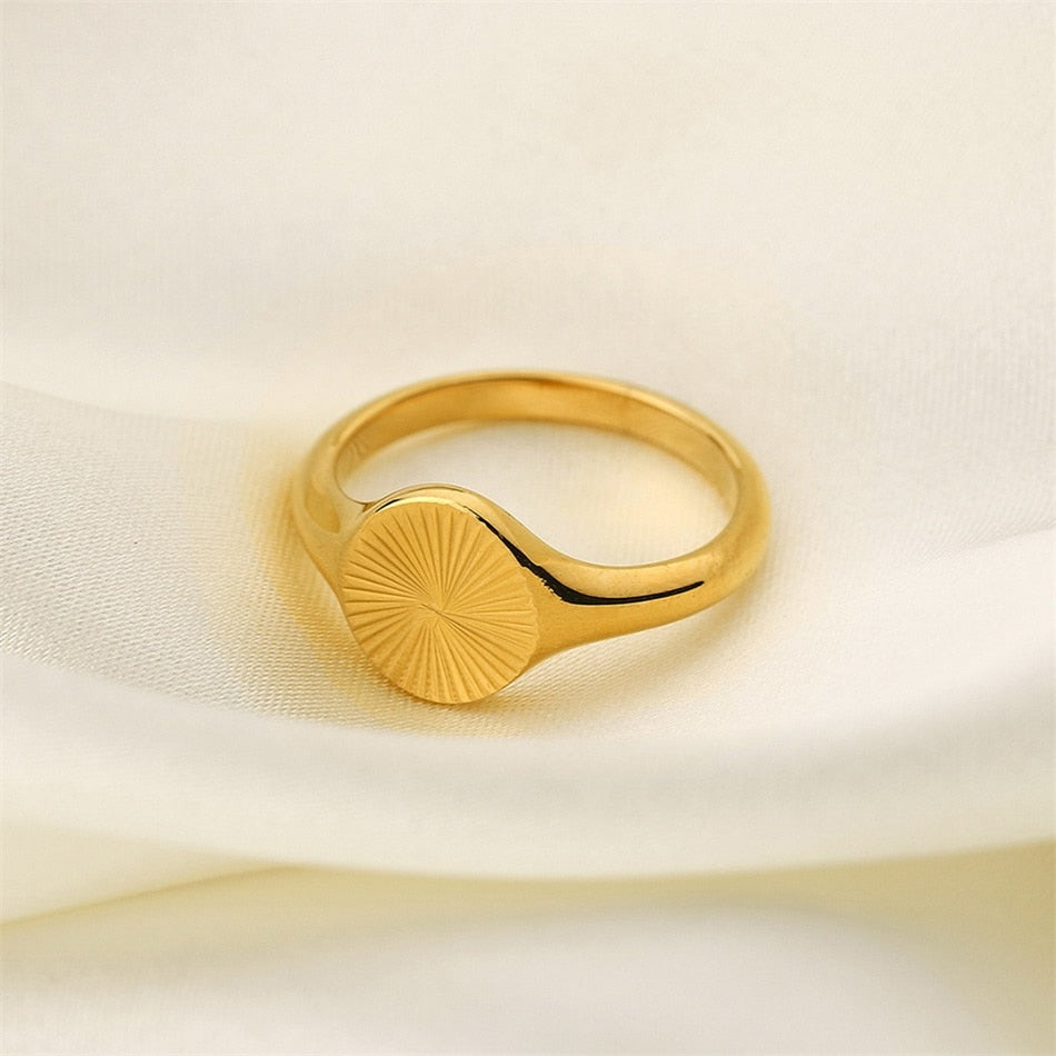 Wave Ring Texture Circle Ring Stainless Steel