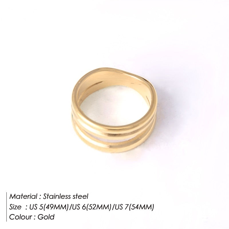 Fashion Gold and Silver Color Line Ring