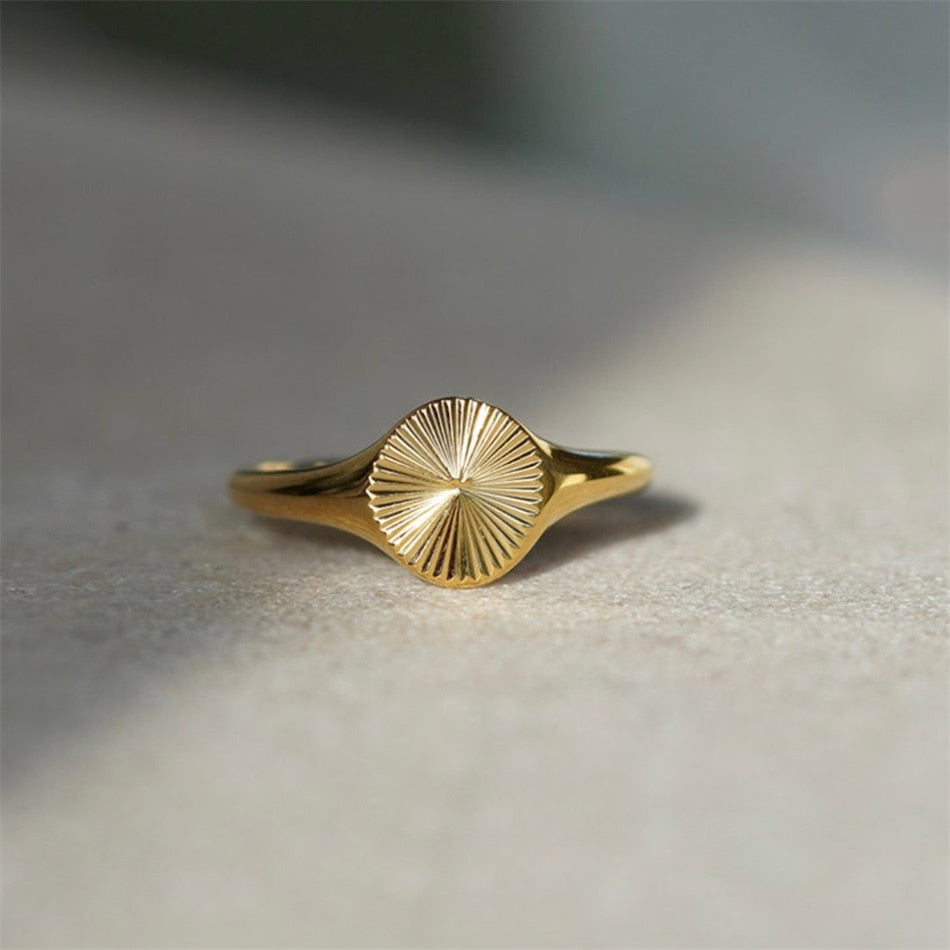 Wave Ring Texture Circle Ring Stainless Steel