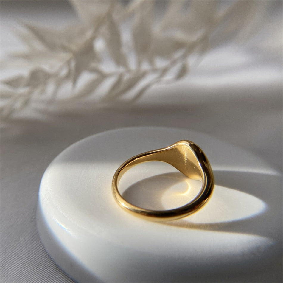 Wave Ring Texture Circle Ring Stainless Steel