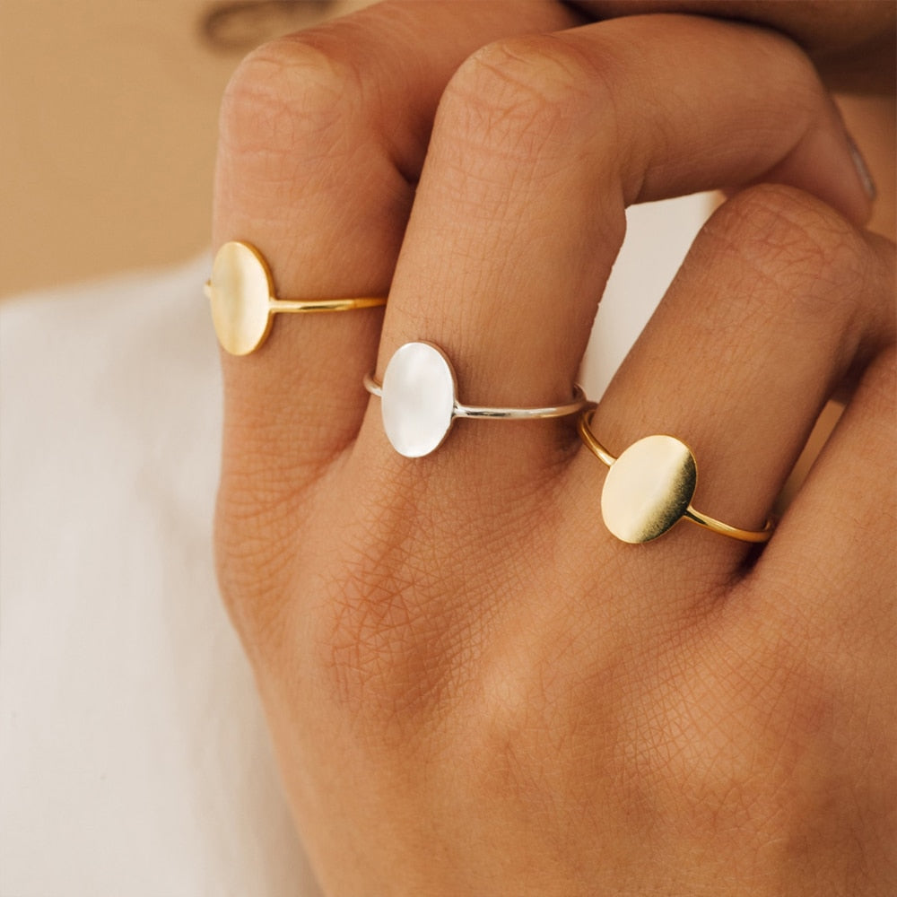 Oval Ring Dainty Gold Plated